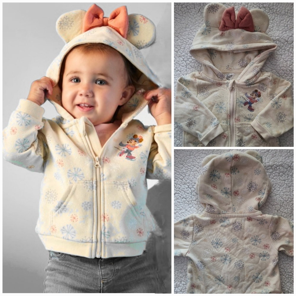 Winter Minnie Mouse Hoodie With Snowflake Design